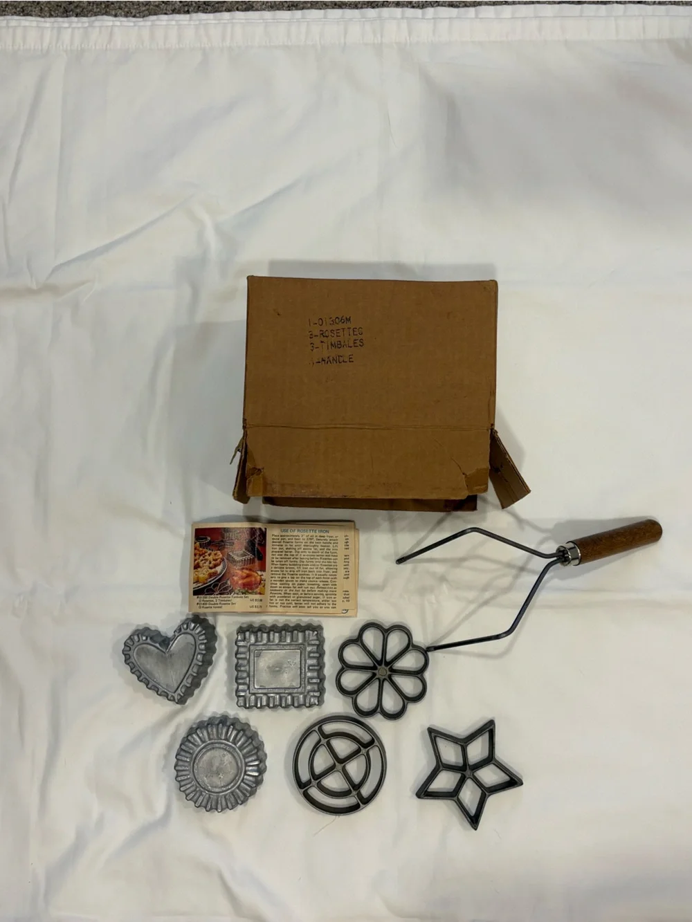 Vtg. Nordic Ware Double Rosette & Timbale Iron with 6 Molds in Box W/Pamphlet
